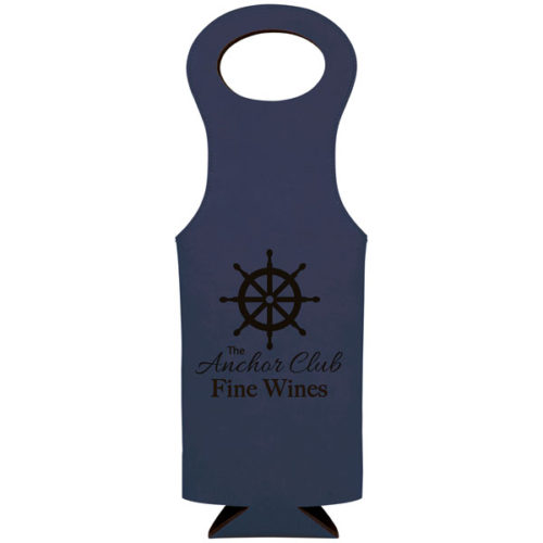 Blue Leatherette Wine Bag