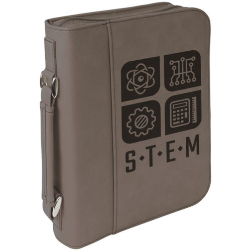 Large Gray Leatherette Book/Bible Cover with Zipper & Handle