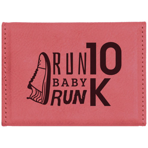 Pink Leatherette Hard Business Card Holder
