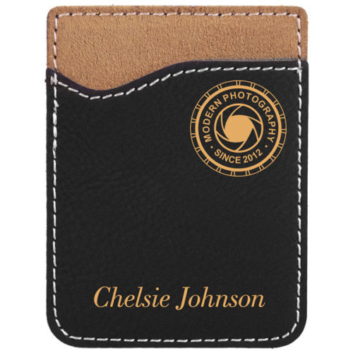 Black & Gold Leatherette Phone Wallet