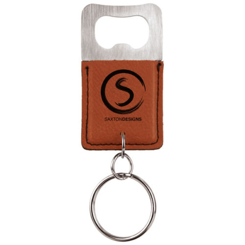 Rawhide Leatherette Rectangle Bottle Opener Keychain