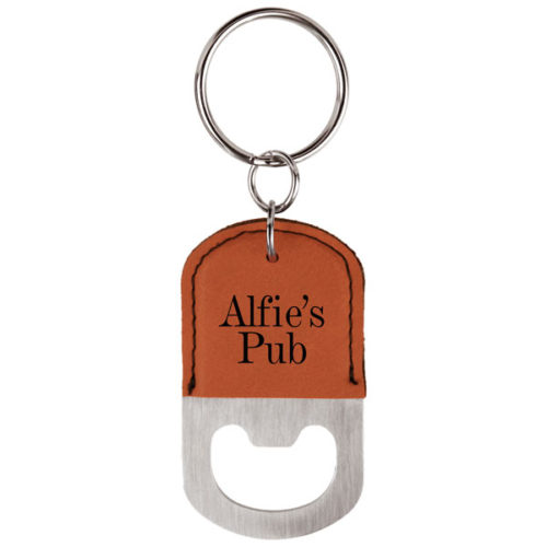 Rawhide Leatherette Oval Bottle Opener Keychain