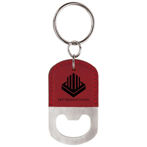 Rose Leatherette Oval Bottle Opener Keychain