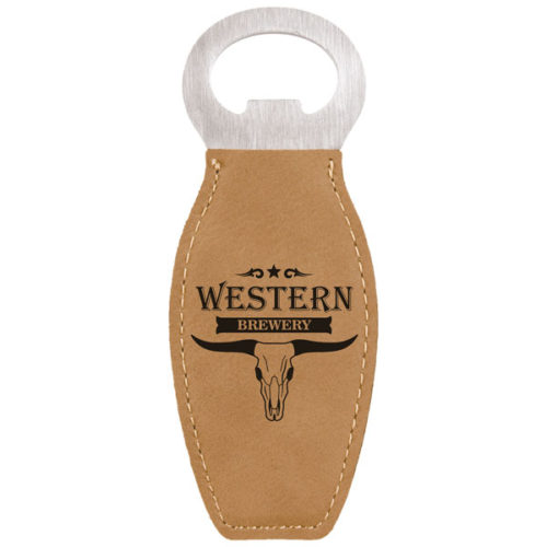 Light Brown Leatherette Magnetic Bottle Opener