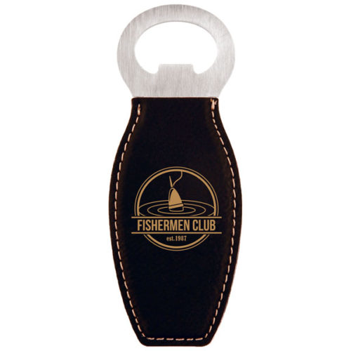 Black & Gold Leatherette Magnetic Bottle Opener