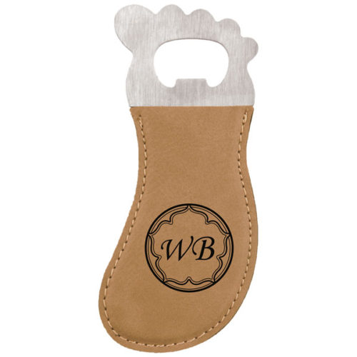 Light Brown Leatherette Foot Shaped Magnetic Bottle Opener