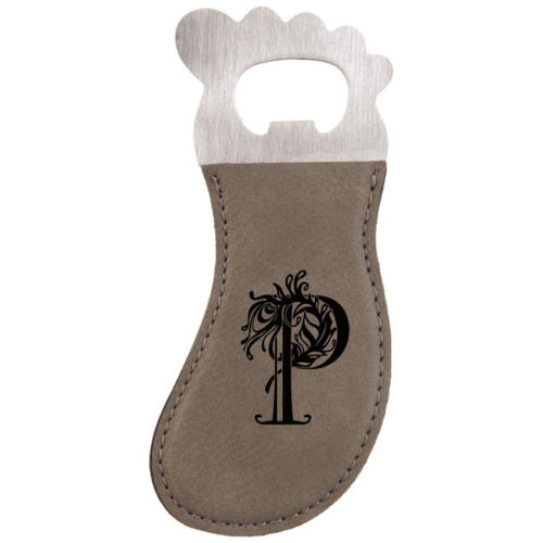 Gray Leatherette Foot Shaped Magnetic Bottle Opener