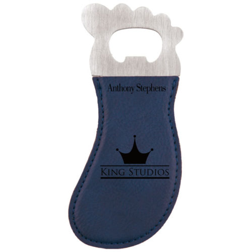 Blue Leatherette Foot Shaped Magnetic Bottle Opener