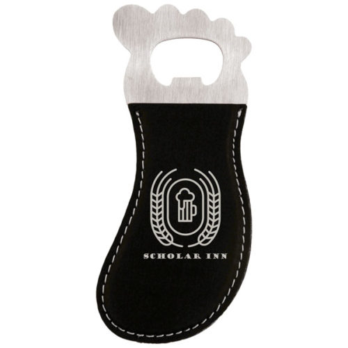 Black & Silver Leatherette Foot Shaped Magnetic Bottle Opener