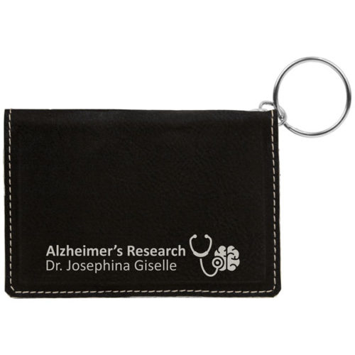 Black & Silver Leatherette Keychain ID Holder