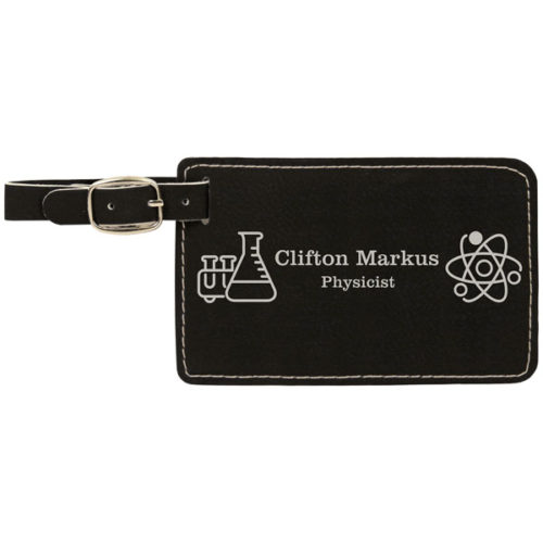 Black & Silver Leatherette Luggage Tag