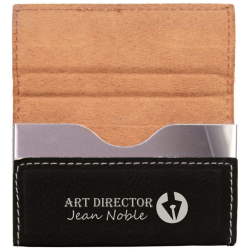 Black & Silver Leatherette Hard Business Card Holder