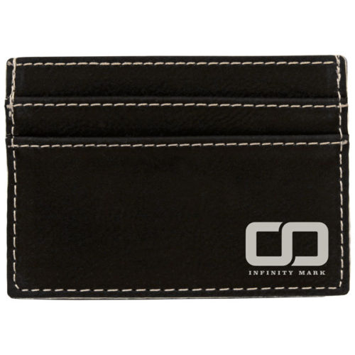 Black & Silver Leatherette Money Clip & Card Holder