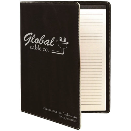 Black & Silver Leatherette Portfolio with Notepad