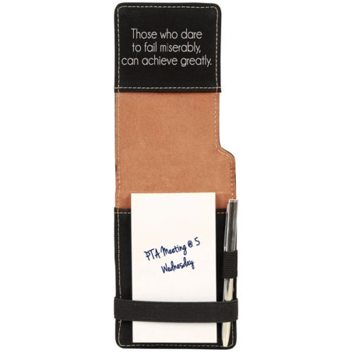 Black & Silver Leatherette Mini Notepad & Pen