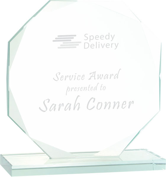 Large Octagon Jade Glass Award