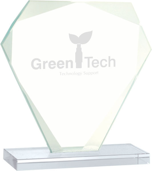 Medium Cut Diamond Jade Glass Award