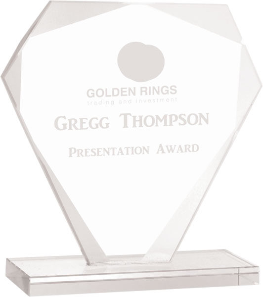 Large Cut Diamond Jade Glass Award