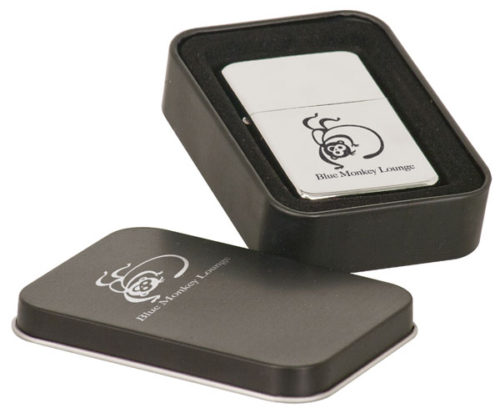 Laserable Chrome Lighter in Black Laserable Tin