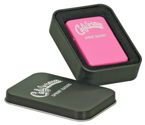 Matte Pink Laserable Lighter in Laserable Black Tin