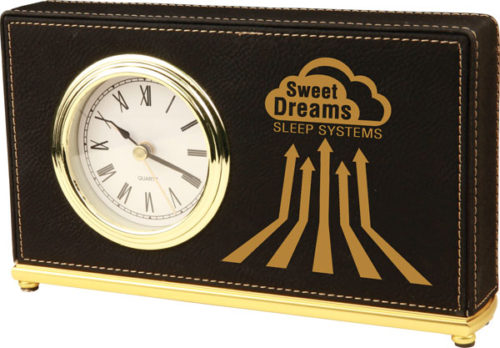 Black Leatherette Horizontal Desk Clock