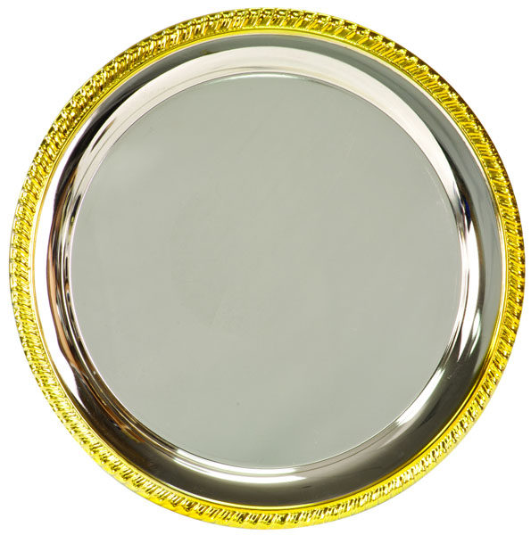 Gold Rimmed Silver Platged Tray, 12"