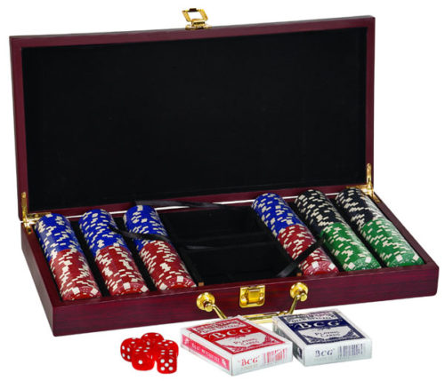 Rosewood Finish 300 Chip Poker Set