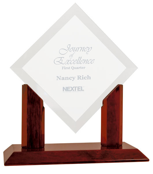 Royal Diamond Clear Glass with Rosewood Piano Finish Base