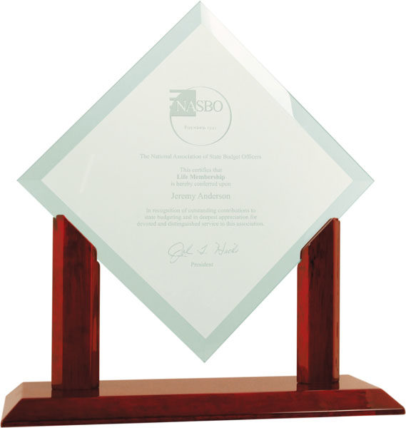 Royal Diamond Jade Glass with Rosewood Piano Finish Base