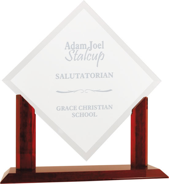 Royal Diamond Clear Glass with Rosewood Piano Finish Base