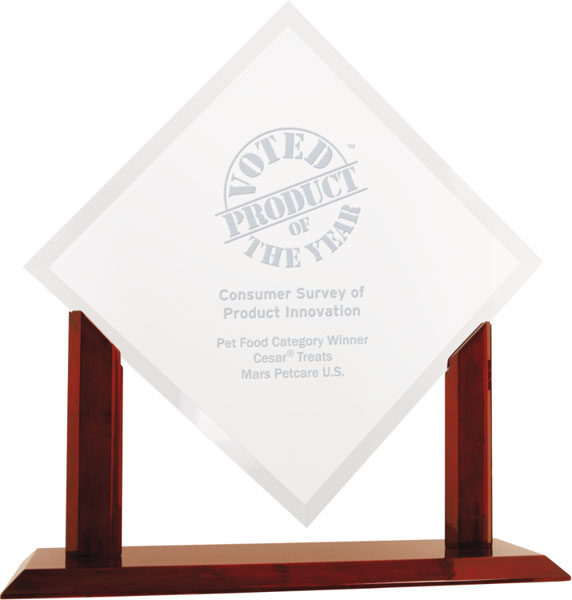 Royal Diamond Clear Glass with Rosewood Piano Finish Base