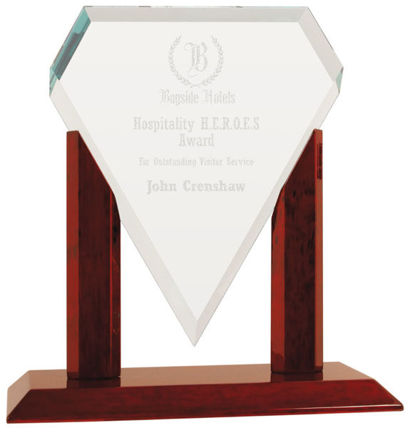 Royal Marquis Diamond Clear Glass/Rosewood Piano Finish Base