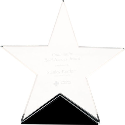 Small Clear Glass Star on Black Base