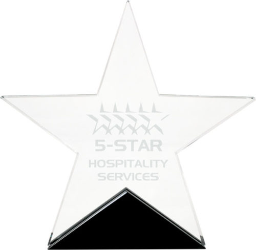 Medium Clear Glass Star on Black Base