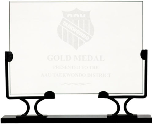 Medium Horizontal Rectangle Vintage Glass with Metal Base