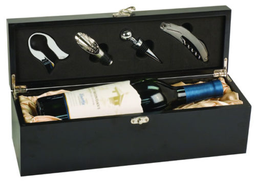 Matte Black Finish Single Wine Box with Tools