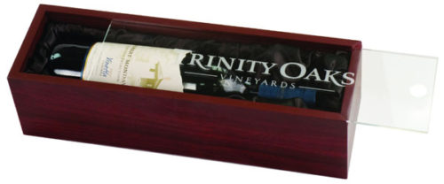 Rosewood Finish Wine Box with Clear Acrylic Lid
