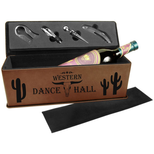 Dark Brown Leatherette Single Wine Box with Tools
