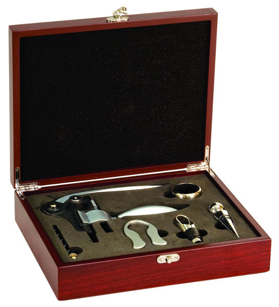 Rosewood Finish 5-Piece Wine Tool Gift Set