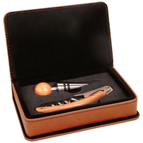 Rawhide Leatherette 2-Piece Wine Tool Set