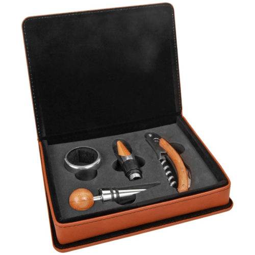 Rawhide Leatherette 4-Piece Wine Tool Set