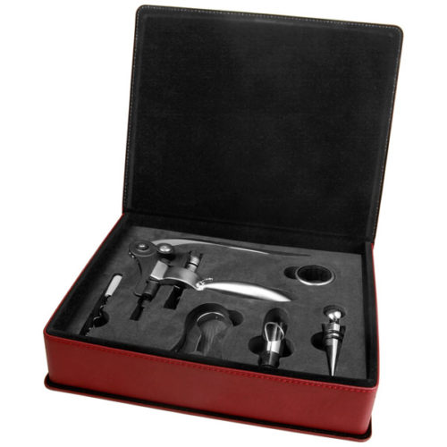 Rose Leatherette 5-Piece Wine Tool Set